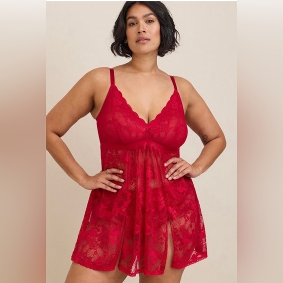 Torrid NWT Red Tattoo Lace Babydoll Chemise - Picture 2 of 5